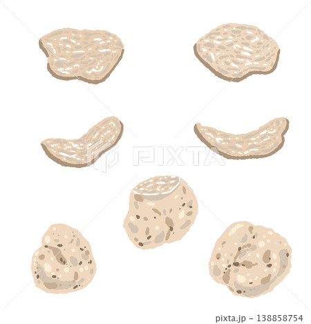 白トリュフのバリエーションセットの手描きイラスト素材 138858754