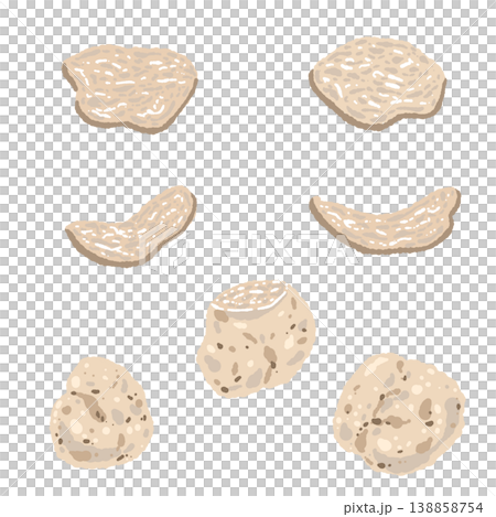 白トリュフのバリエーションセットの手描きイラスト素材 138858754