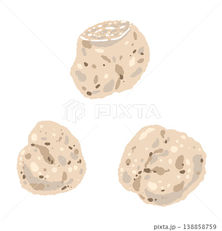 白トリュフ（丸ごと・複数）の手描きイラスト素材 138858759