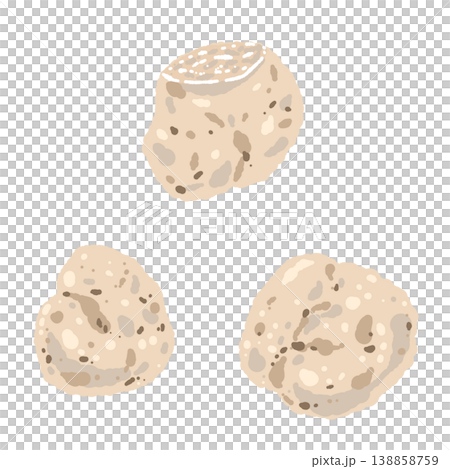 白トリュフ（丸ごと・複数）の手描きイラスト素材 138858759