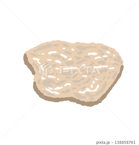 白トリュフ（単体・スライス・大きめ）の手描きイラスト素材 138858761