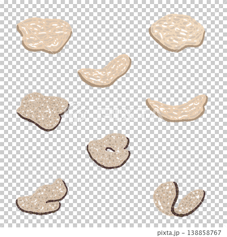 Hand-drawn illustration of sliced white truffles (scattered arrangement) Hand-drawn illustration of sliced white truffles (scattered arrangement) 138858767