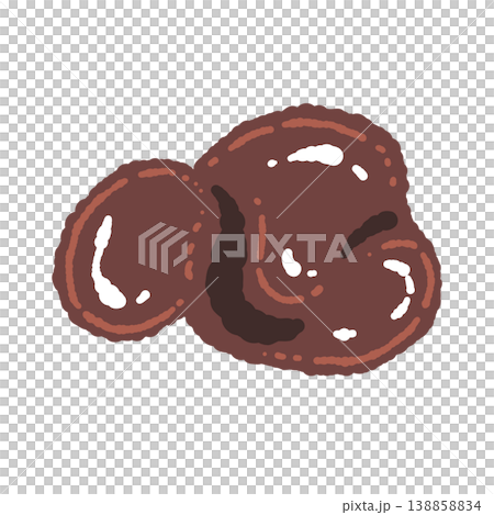 Hand-drawn illustration material of a single, large wood ear mushroom. Hand-drawn illustration material of a single, large wood ear mushroom. 138858834
