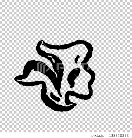 キクラゲ(単体・複雑な形)のモノクロ手描きイラスト素材 キクラゲ(単体・複雑な形)のモノクロ手描きイラスト素材 138858858