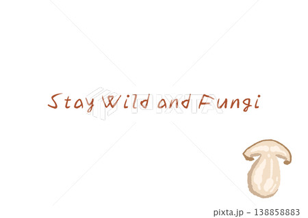 ポルチーニ茸（厚切り断面）の手描きイラスト入り横型メニュー・カードテンプレート 138858883