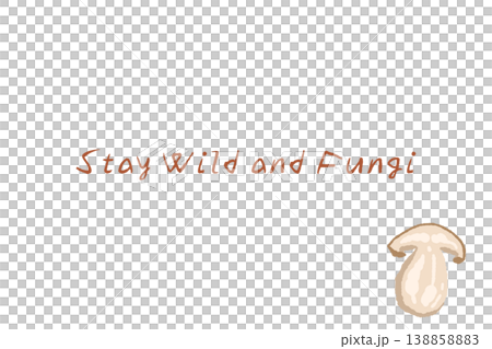 ポルチーニ茸（厚切り断面）の手描きイラスト入り横型メニュー・カードテンプレート 138858883