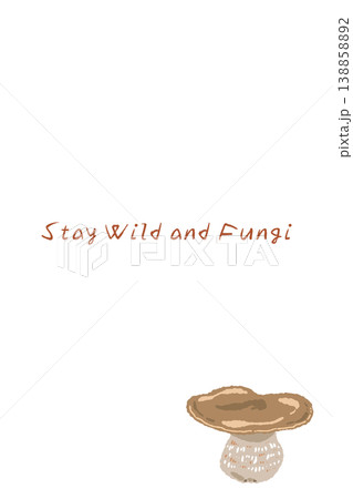 ポルチーニ茸（平らな傘）の手描きイラスト入り縦型メニュー・カードテンプレート 138858892