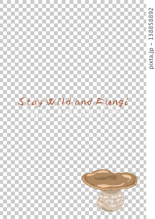 ポルチーニ茸（平らな傘）の手描きイラスト入り縦型メニュー・カードテンプレート 138858892