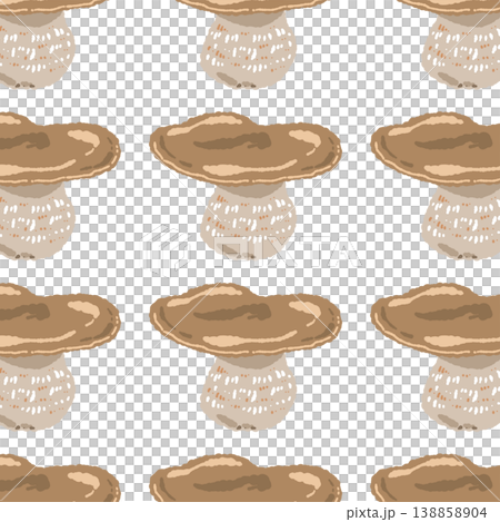 大型牛肝菌無縫圖案背景插圖（間距較寬） 138858904