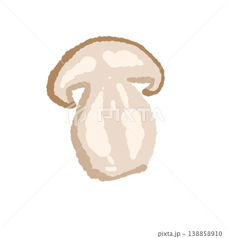 ポルチーニ茸(厚切り断面スライス)の手描きイラスト素材 ポルチーニ茸(厚切り断面スライス)の手描きイラスト素材 138858910