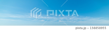 Ultra-Wide Blue Sky with Thin Cirrus Clouds and Wide Copy Space Ultra-Wide Blue Sky with Thin Cirrus Clouds and Wide Copy Space 138858955