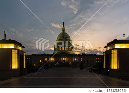 United States Capitol Building under a blue sky with clouds at sunset United States Capitol Building under a blue sky with clouds at sunset 138858986