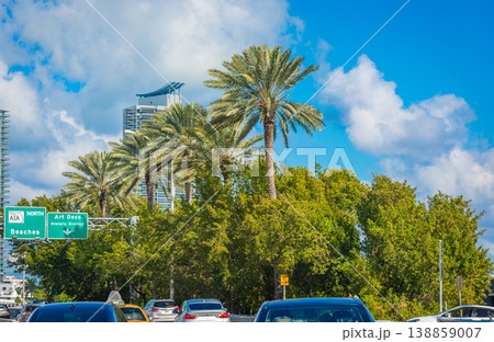 Art Deco Historic District freeway sign in Miami Art Deco Historic District freeway sign in Miami 138859007