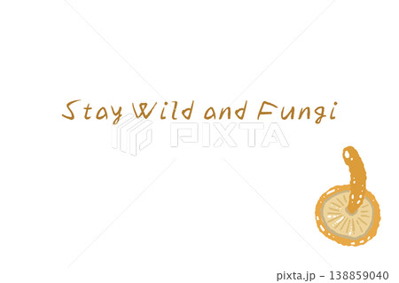 なめこ（長い軸）の手描きイラスト入り横型メニュー・カードテンプレート 138859040