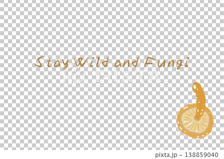 なめこ（長い軸）の手描きイラスト入り横型メニュー・カードテンプレート 138859040