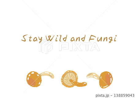 なめこ（散らし配置）の横型メニュー・カードテンプレート 138859043