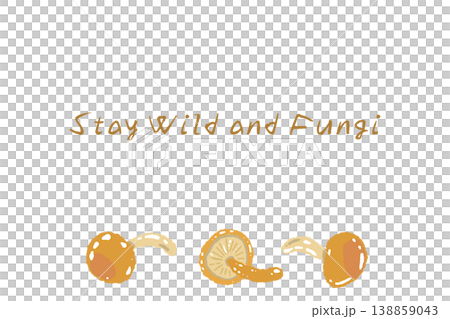 なめこ（散らし配置）の横型メニュー・カードテンプレート 138859043