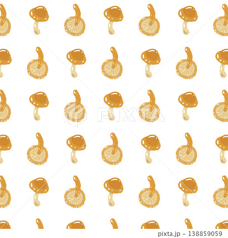 なめこのシームレスパターン背景イラスト（単体・斜め配置） 138859059