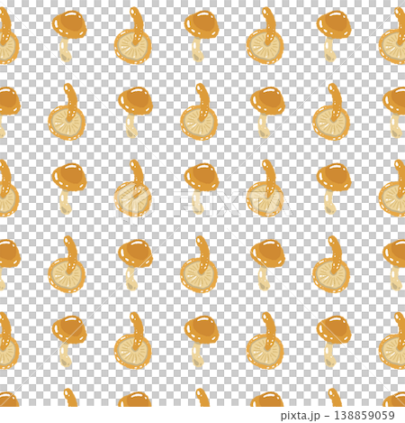 なめこのシームレスパターン背景イラスト（単体・斜め配置） 138859059
