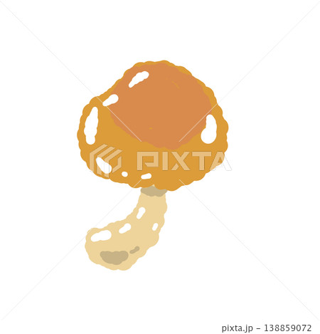 なめこ（単体・正面）の手描きイラスト素材 138859072