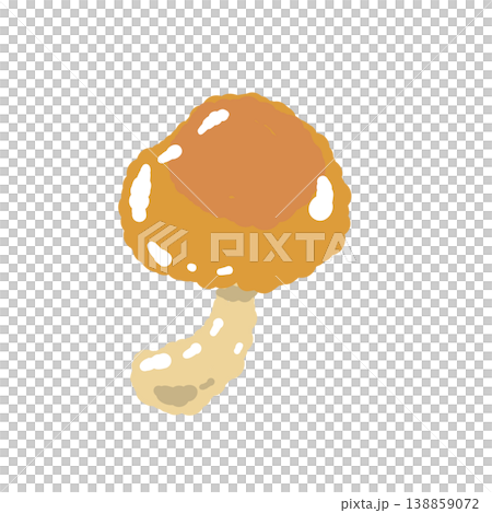 なめこ（単体・正面）の手描きイラスト素材 138859072