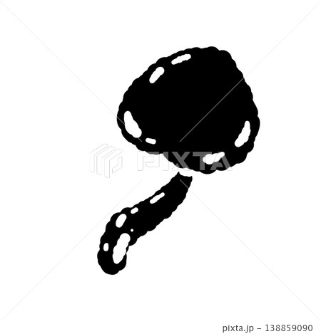 なめこ（単体・長い軸）のモノクロ手描きイラスト素材 138859090
