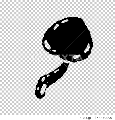 なめこ（単体・長い軸）のモノクロ手描きイラスト素材 138859090