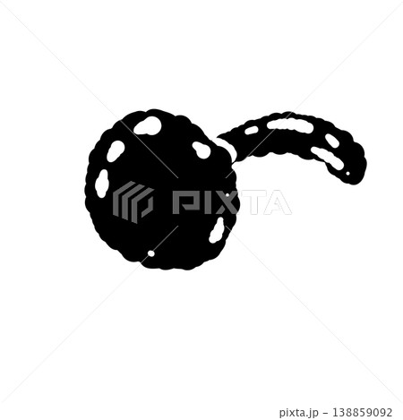 なめこ（単体・横向き）のモノクロ手描きイラスト素材 138859092