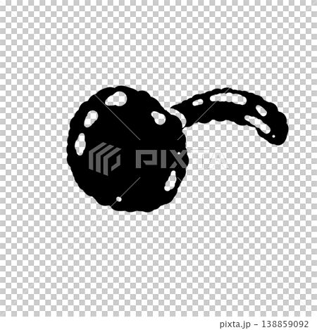 なめこ（単体・横向き）のモノクロ手描きイラスト素材 138859092