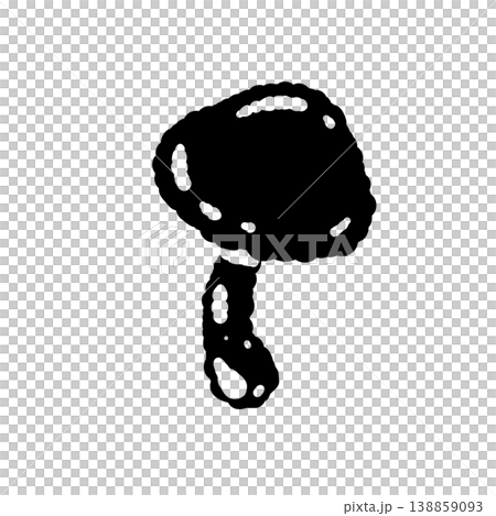 なめこ(単体・まっすぐ)のモノクロ手描きイラスト素材 なめこ(単体・まっすぐ)のモノクロ手描きイラスト素材 138859093