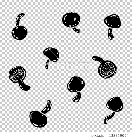 單色手繪滑子菇插圖（隨機排列） 138859094