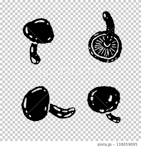單色手繪滑子菇插圖（多種變體） 138859095