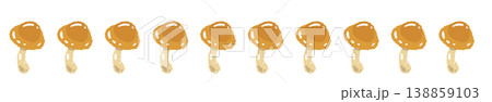 なめこ（横倒し・横向き）のライン装飾・飾り罫イラスト素材 138859103