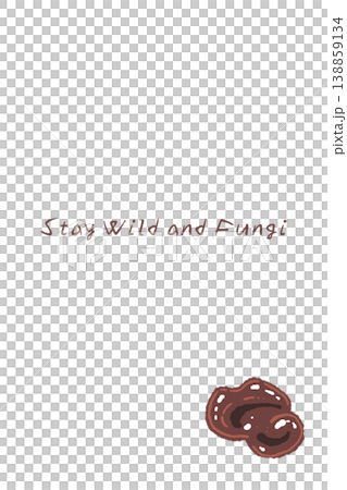 Vertical menu/card template with a hand-drawn illustration of wood ear mushrooms (wavy shape). 138859134
