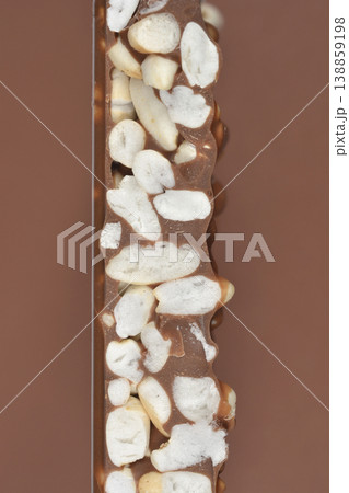 Milk Chocolate with Puffed Rice Macro Texture 138859198