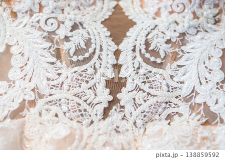 beautiful wedding dress close-up details of wedding lace beautiful wedding dress close-up details of wedding lace 138859592