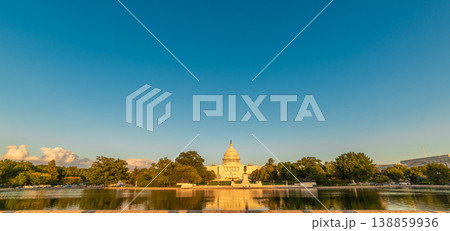 United States Capitol Building Under Clear Blue Sky at Sunset 138859936