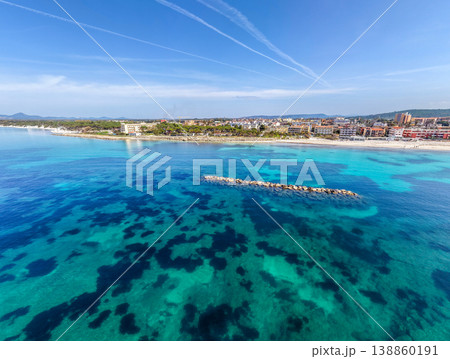 Panoramic aerial view of Lido San Giovanni beach in Alghero 138860191