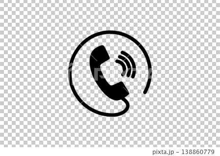 Phone Call Icon With Handset And Sound Waves Inside Circular Outline For Communication 138860779
