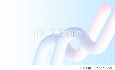 立体チューブの曲線ラインを左側に配置したシンプルなグラデ背景 16:9 138860959