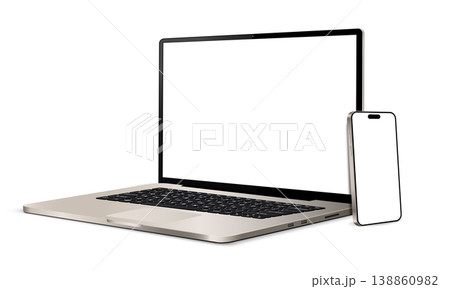 Mobile Phone and Laptop Mockup Isolated on White Mobile Phone and Laptop Mockup Isolated on White 138860982