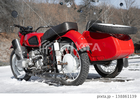 Vintage Red Motorcycle With Sidecar . Vintage Red Motorcycle With Sidecar . 138861139