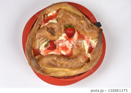 Top View of Karpatka Cake with Strawberries 138861375