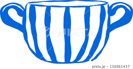 Blue Stripes Preppy Cup Outline Whimsical Hand Drawn Blue Stripes Preppy Cup Outline Whimsical Hand Drawn 138861437