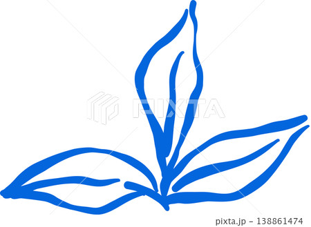 Whimsical Hand drawn Leaves outline Illustration Whimsical Hand drawn Leaves outline Illustration 138861474