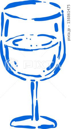 A Glass of  Wine Outline Whimsical Hand Drawn 138861475