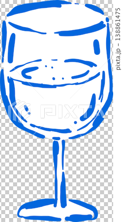 A Glass of  Wine Outline Whimsical Hand Drawn 138861475