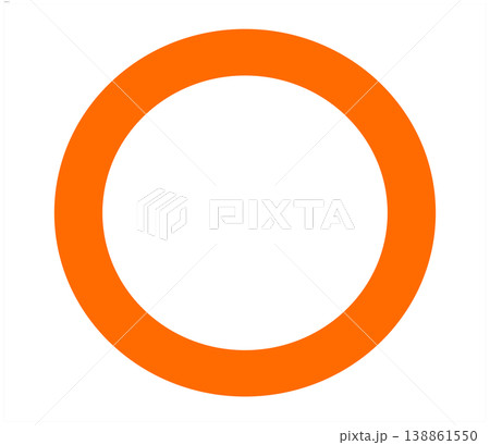 オレンジのまる印アイコン 透過背景 〇 丸マーク 注目・ポップ・子ども向け教材シンボル素材 138861550
