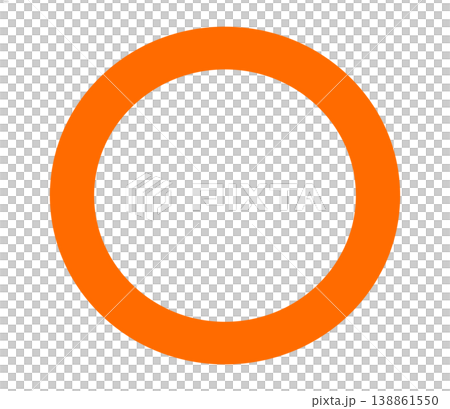 オレンジのまる印アイコン 透過背景 〇 丸マーク 注目・ポップ・子ども向け教材シンボル素材 138861550