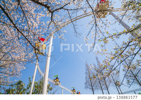 春のmeitoこどもランド・とだがわ、満開の桜とサイクルモノレール〈愛知県名古屋市〉 春のmeitoこどもランド・とだがわ、満開の桜とサイクルモノレール〈愛知県名古屋市〉 138861577